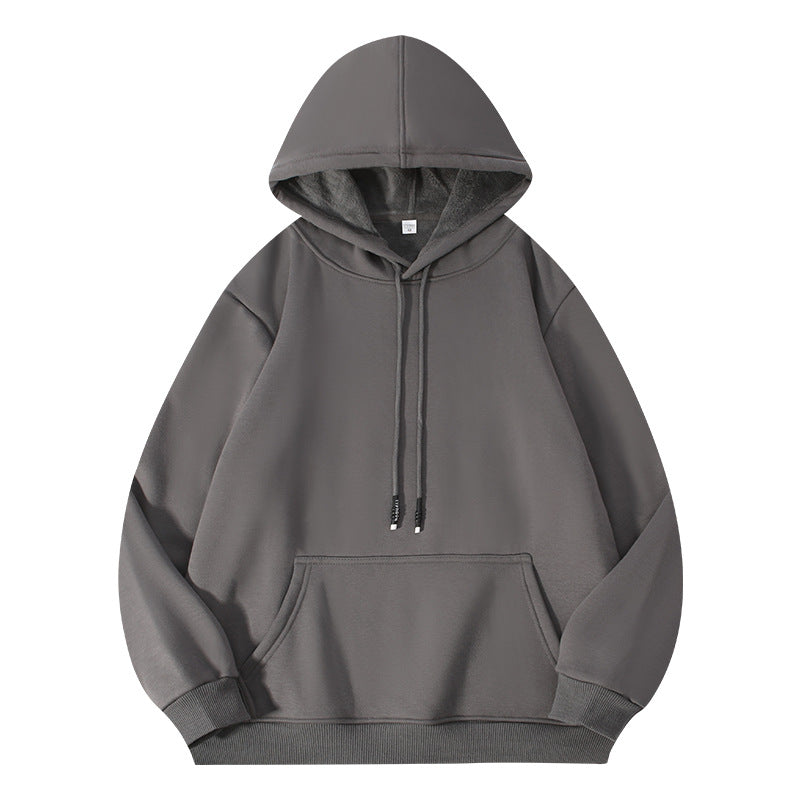 Thick-fiber hooded cotton long-sleeved hoodie