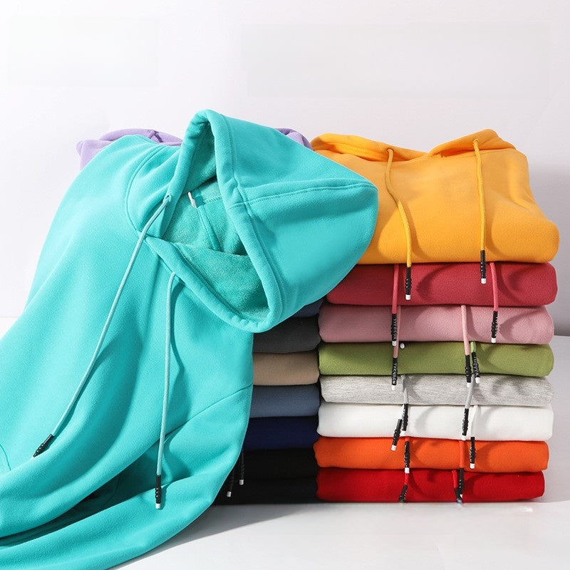 Thick-fiber hooded cotton long-sleeved hoodie
