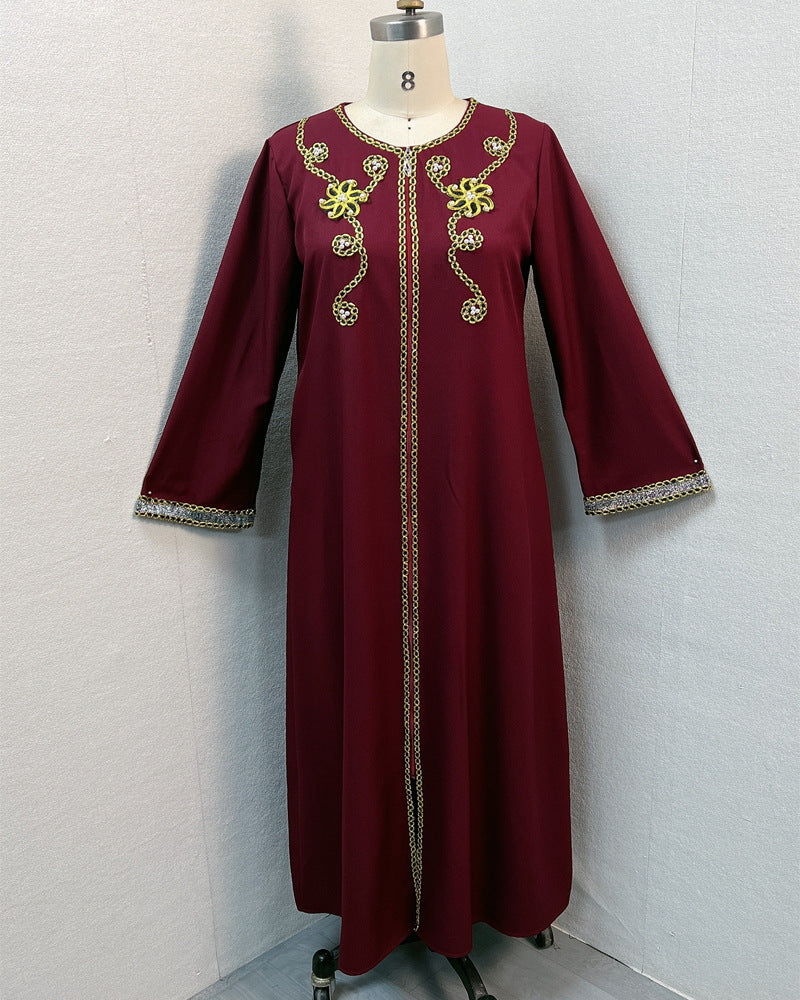 Embroidered floral dress and long robe