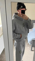 Men's Embroidered Hooded Sweatshirt and Trousers Set