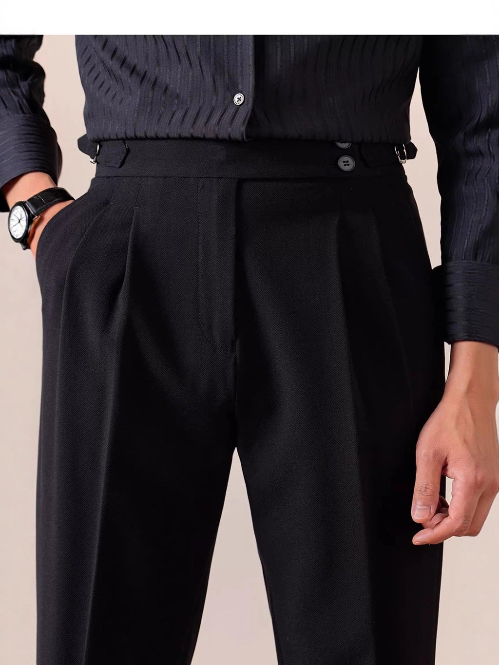 Italian Style High Waist Straight Trousers