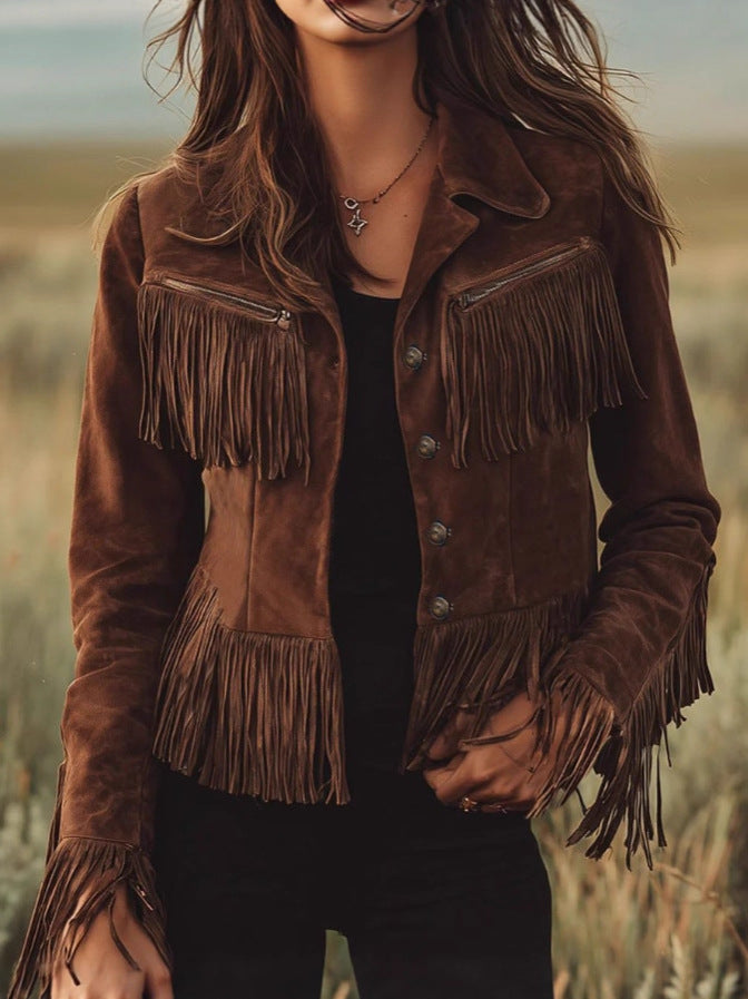 Solid color lapel short slim-fit women's jacket