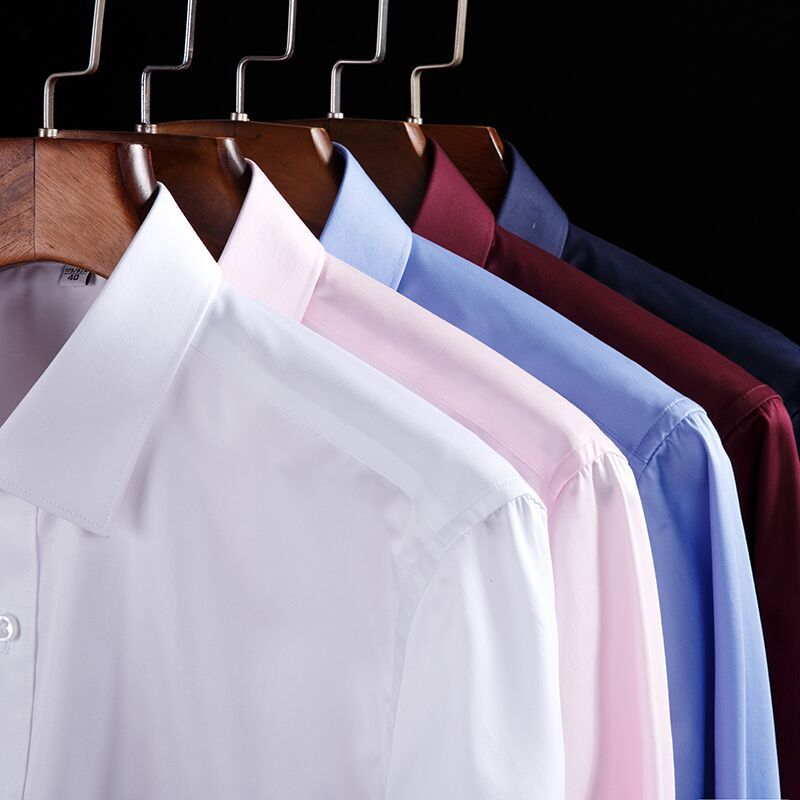 Men's Business Dress Shirt Long Sleeve Solid Color
