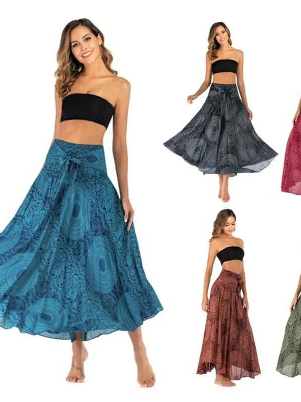 Bohemian Pleated Flared Dress - Two-way wear style
