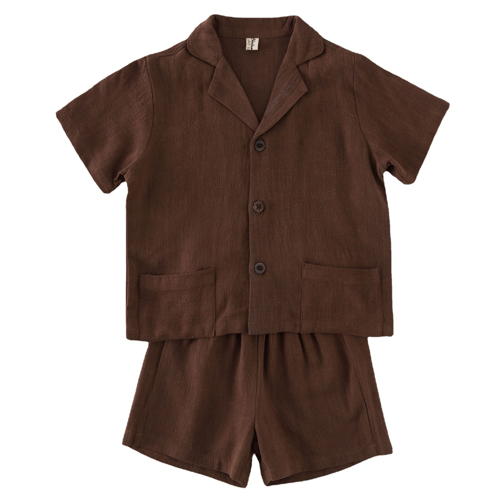 Kids' Linen Short Sleeve Shirt and Shorts Two-Piece Set