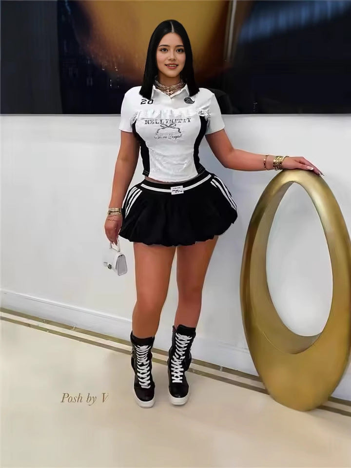 Lace Trim T-Shirt and Mini Skirt