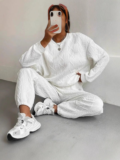 Threaded Jacquard Women Two-Piece Casual