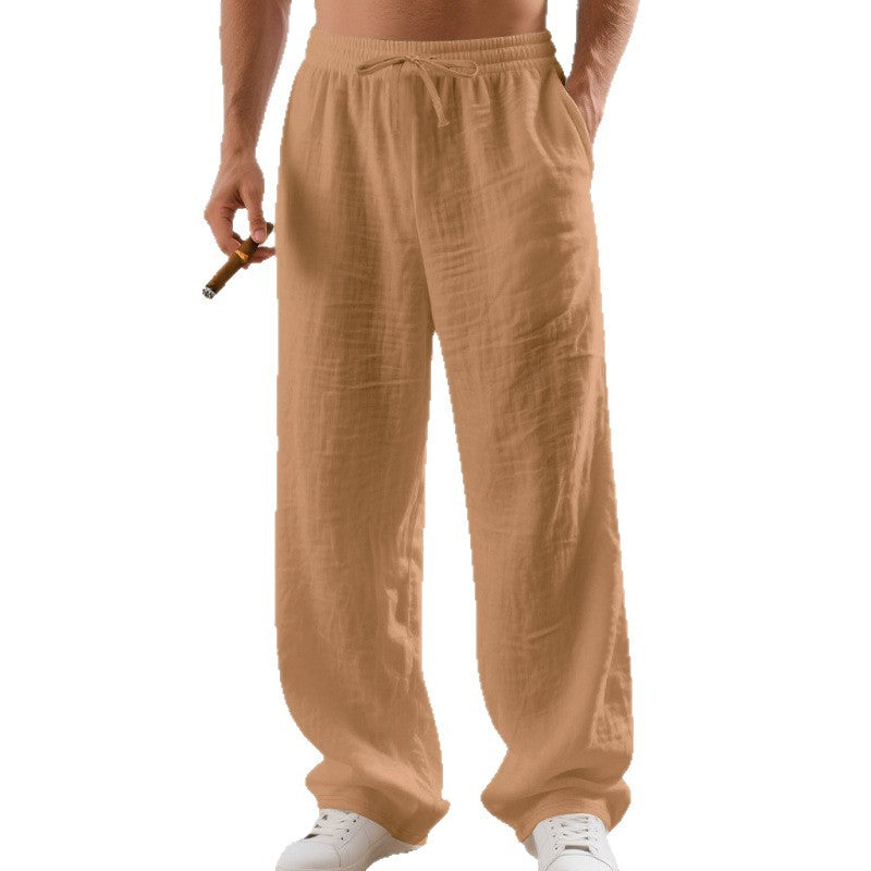 Linen Blend Straight Leg Pants