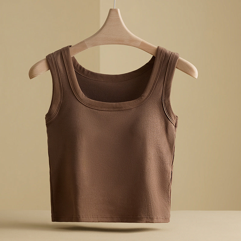 Women's Square Neck Built-in Bra Vest