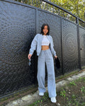 Women's Casual Zipper Jacket and Trousers Set