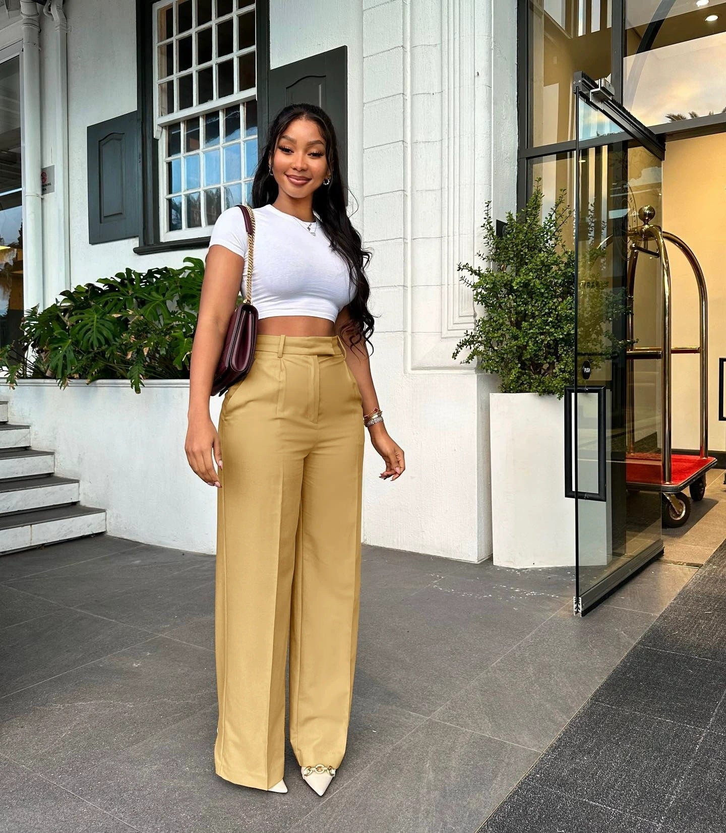 Women's High Waist Straight Leg Suit Pants