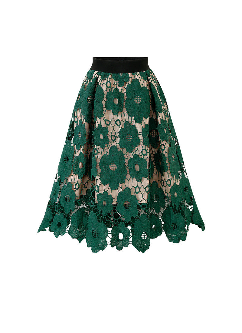 Women Lace A-Line Midi Skirt