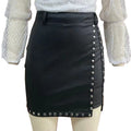 Women's Leather Beaded Bodycon Skirt