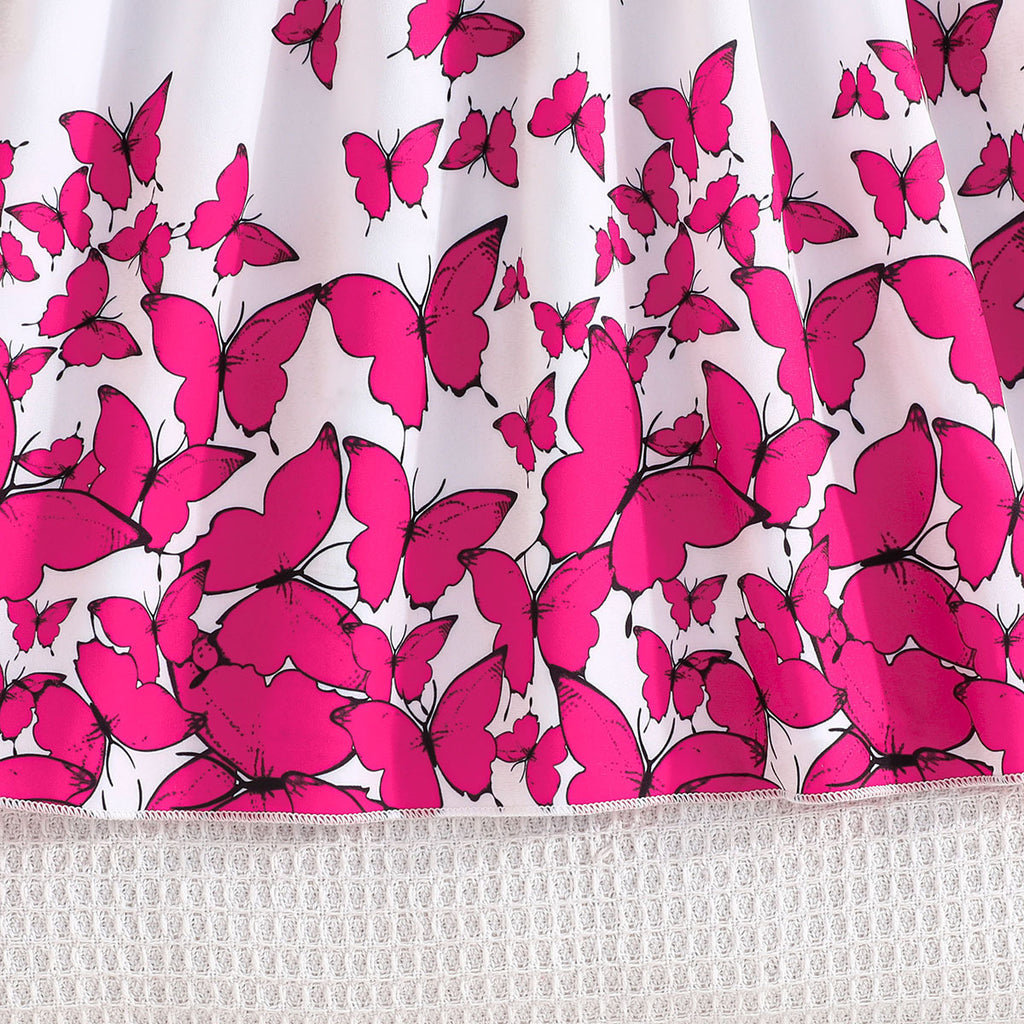 Girls' Flutter Sleeve Butterfly Print Dress