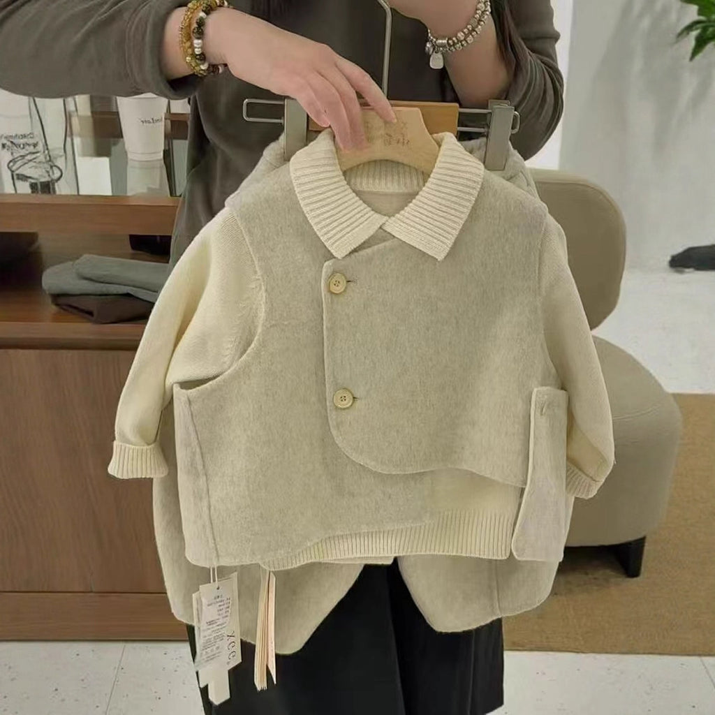 Kids' Wool Blend Vest and Pants Set