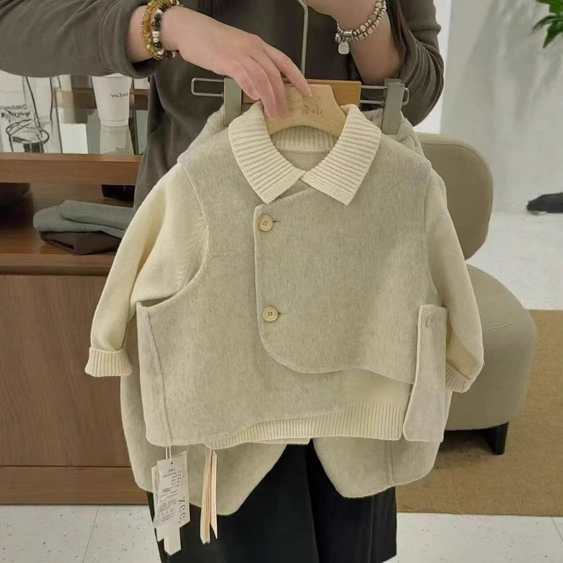 Kids' Wool Blend Vest and Pants Set