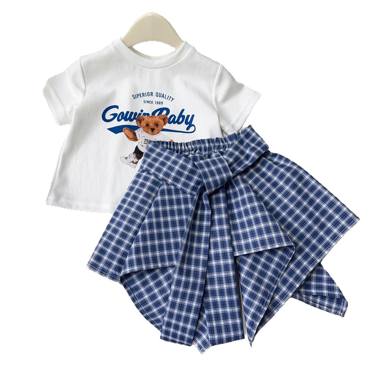 Girls' Cartoon Print T-Shirt and Skirt Set