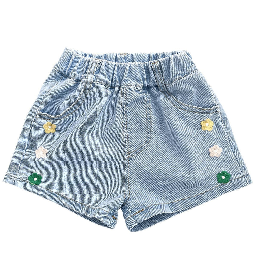 Girls' Denim Shorts Cotton Elastic Waist