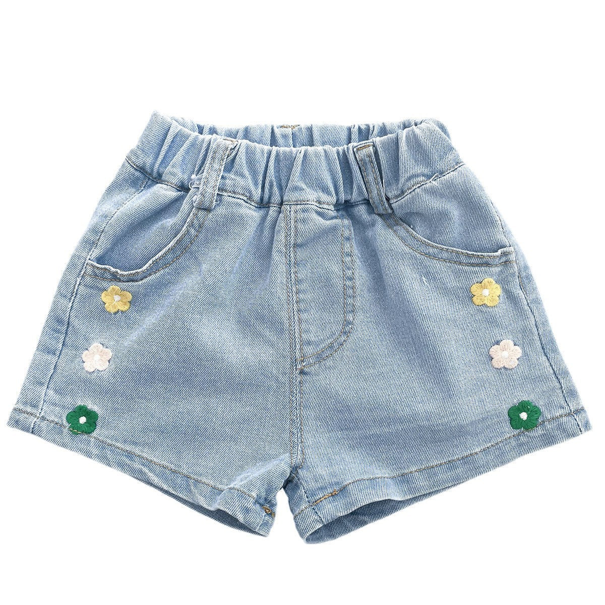 Girls' Denim Shorts Cotton Elastic Waist