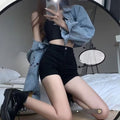 High Waist Denim Shorts A-shaped Slim Fit Hot Pants