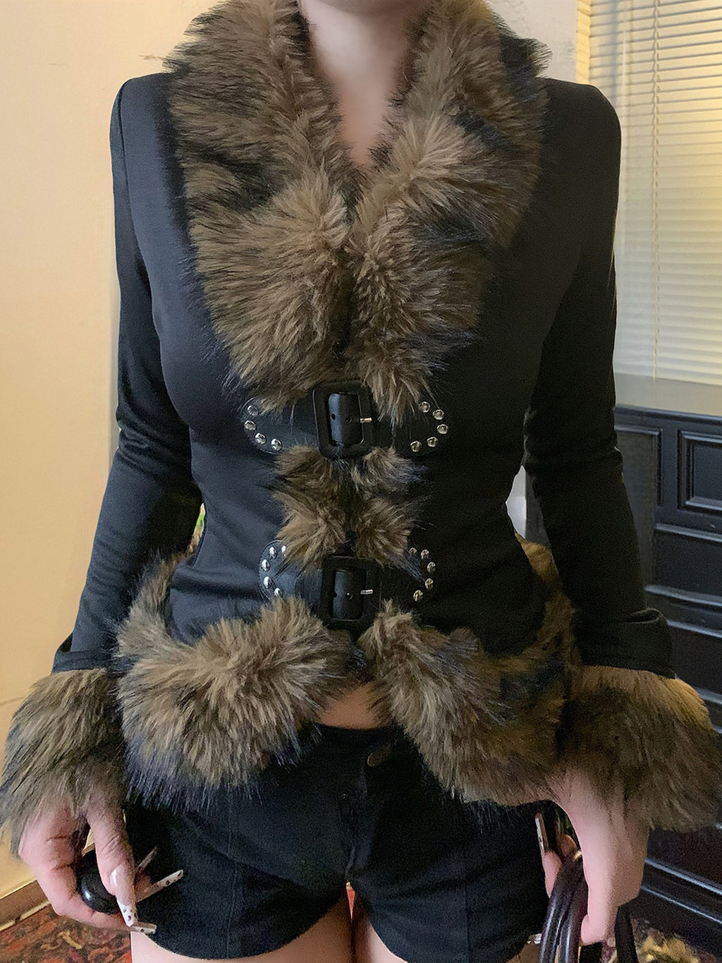 Fur Collar Patchwork Jacket