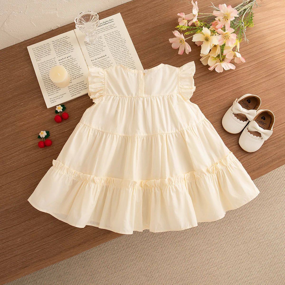 Summer Baby Girl Clothes Flying Sleeve Cotton Dress