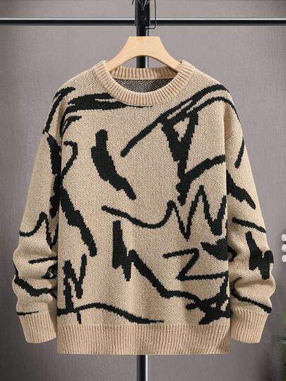 Men's loose round-neck knitted sweater