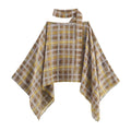 Plaid Cape Top and Midi Skirt Set