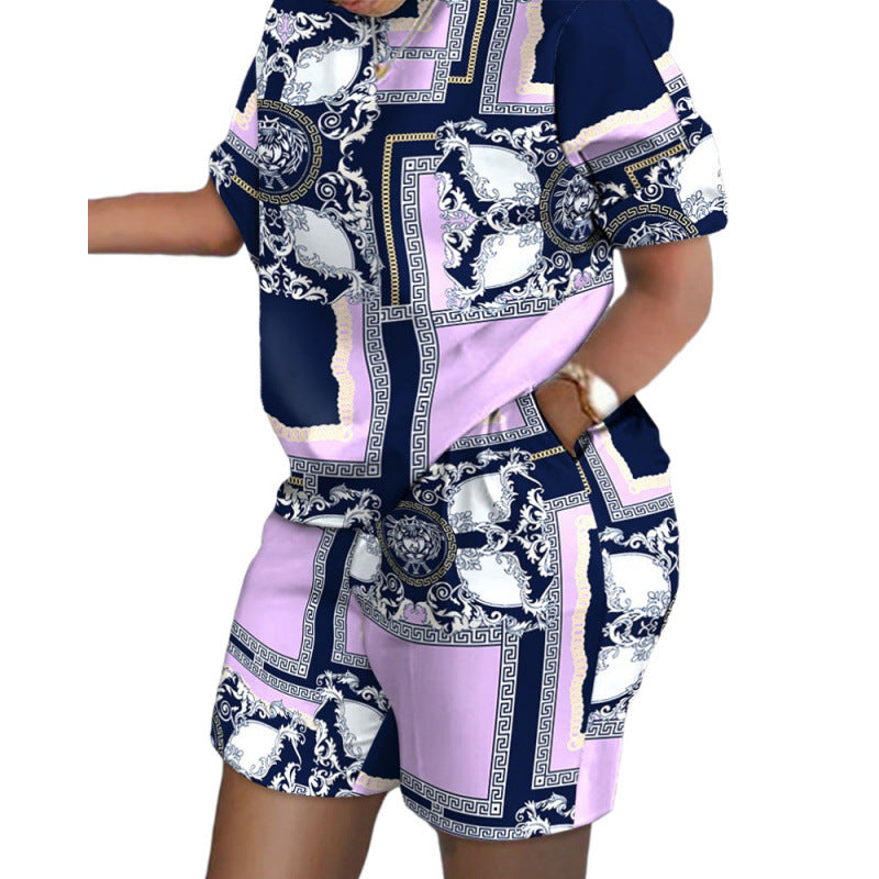 Short-Sleeved Printed Commuter Suit