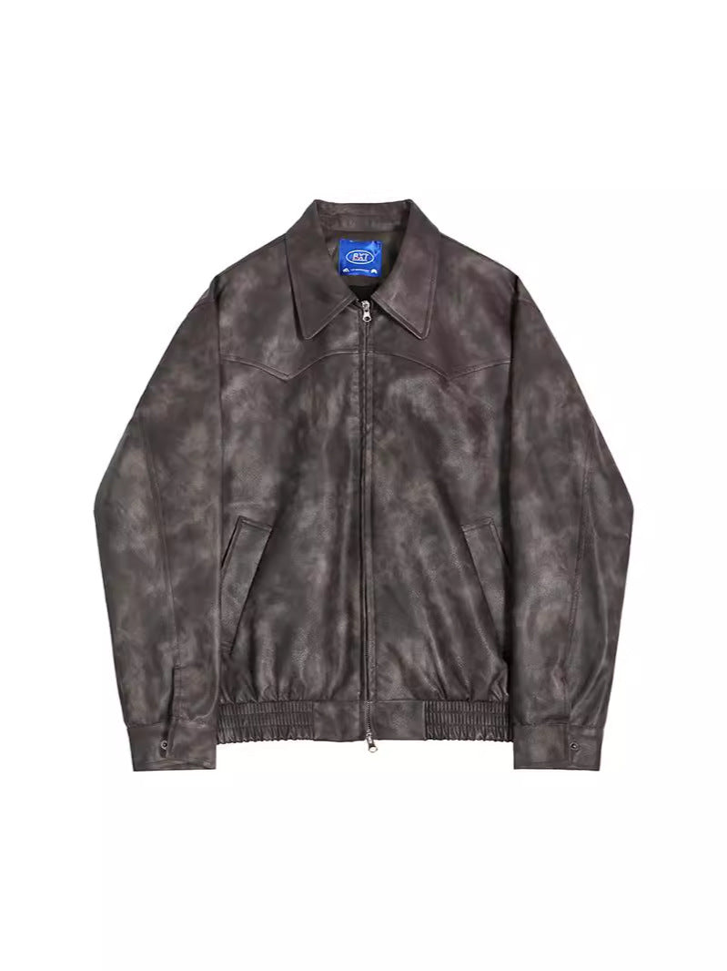 Retro short leather jacket for men