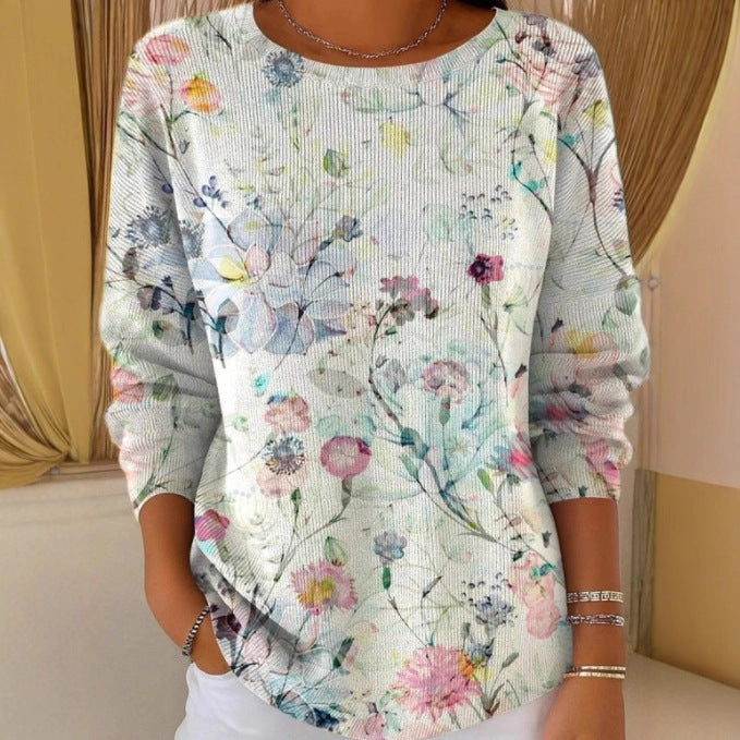 Women's Loose Fit Printed Long Sleeve T-Shirt