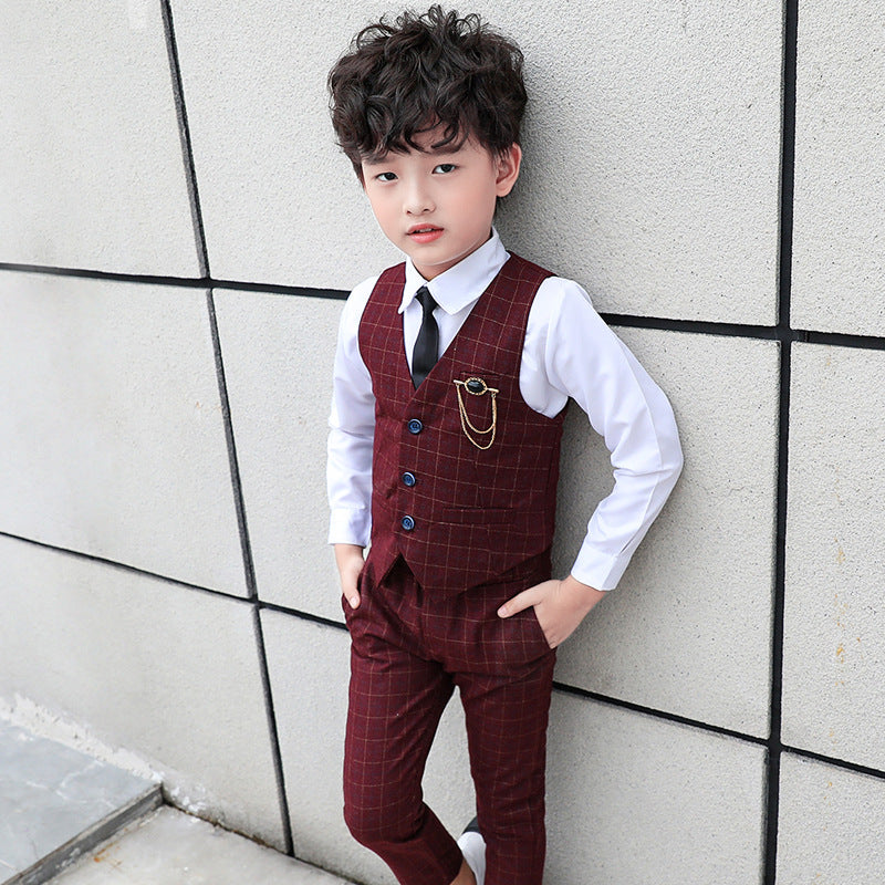 Boys' Plaid Vest Two-Piece