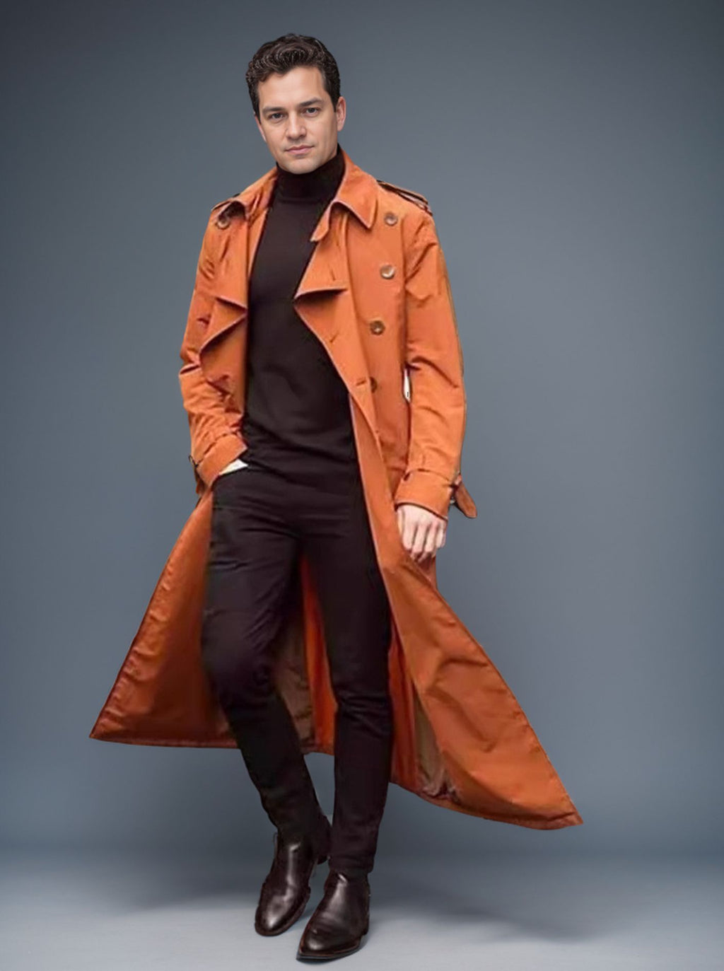 Extra Long Windbreaker Fashion Casual Men's Jacket