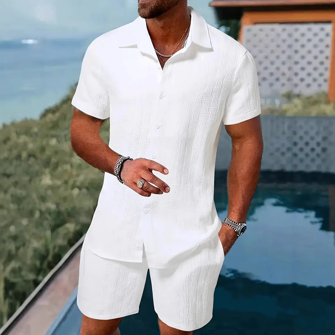 Men's vacation casual shirt and shorts set