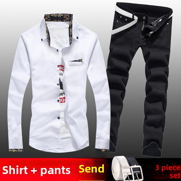 Men's Denim Jeans and Shirt Set