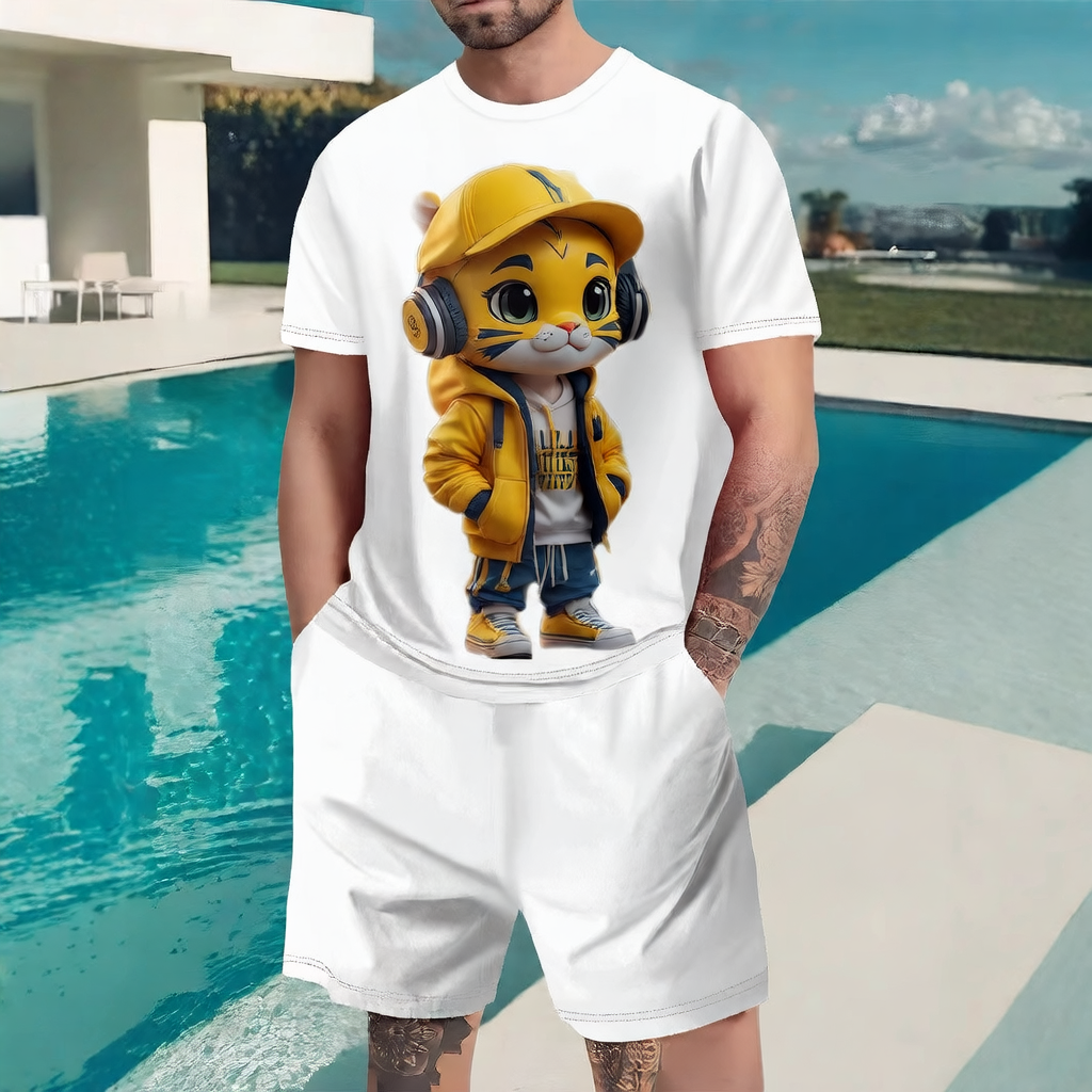 Printed shorts and short sleeves