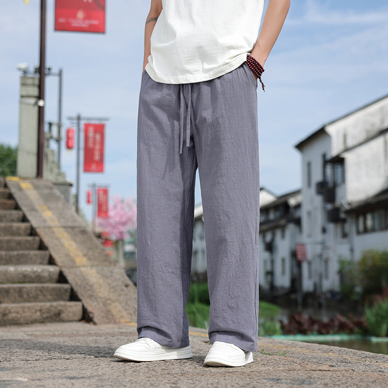 Men's Linen Casual Straight Trousers
