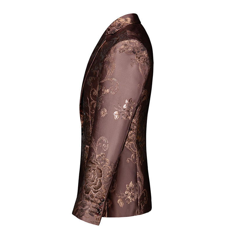 Slim Fit Floral Print Men's Suit Jacket