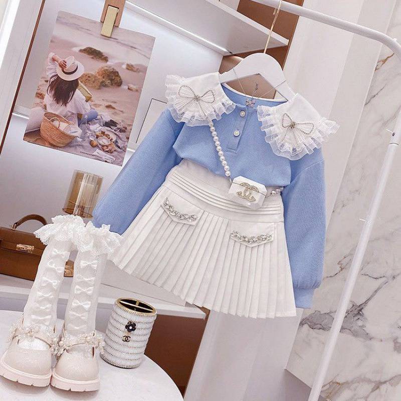 Girls' Sweatshirt and Pleated Skirt