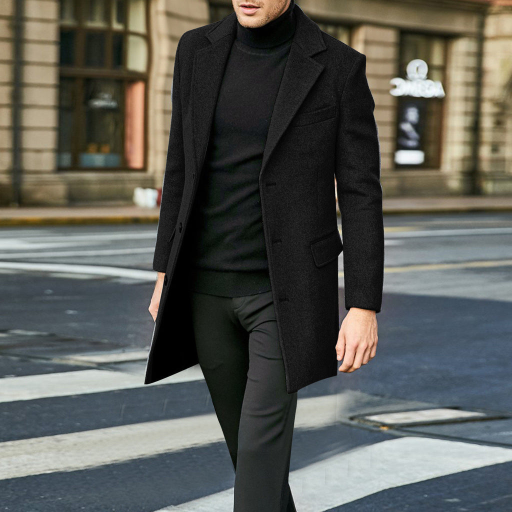 Men's Mid-Length Single-Breasted Trench Coat