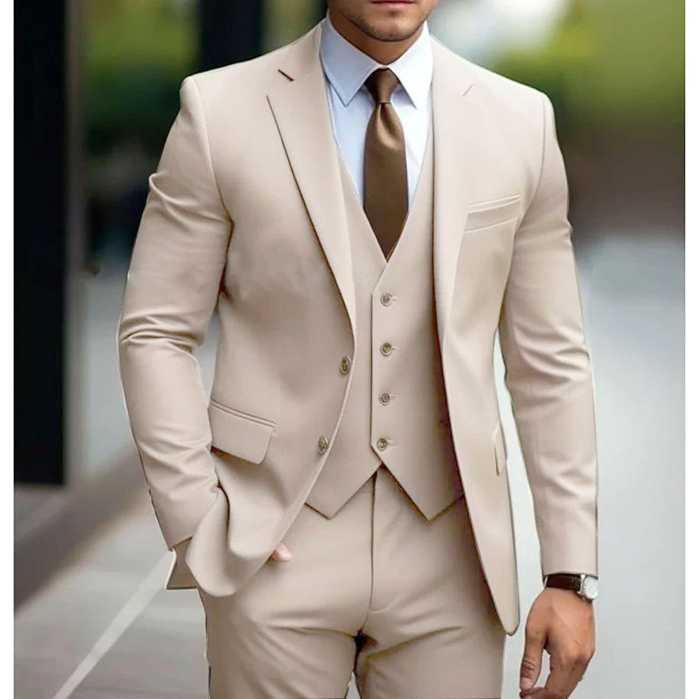 Classic Men's Three-Piece Suit Set for Formal Occasions