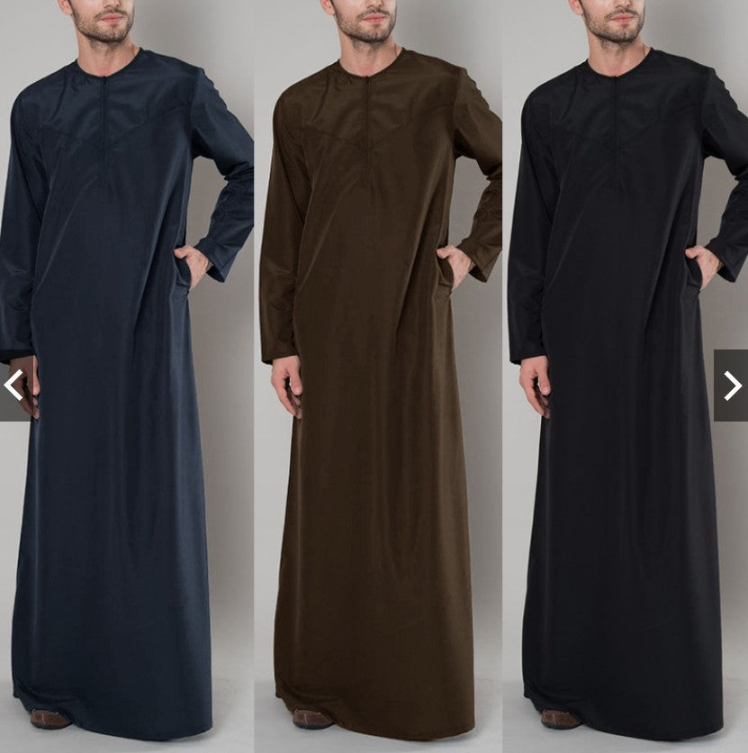 Men's Loose Cotton Robe with Zipper