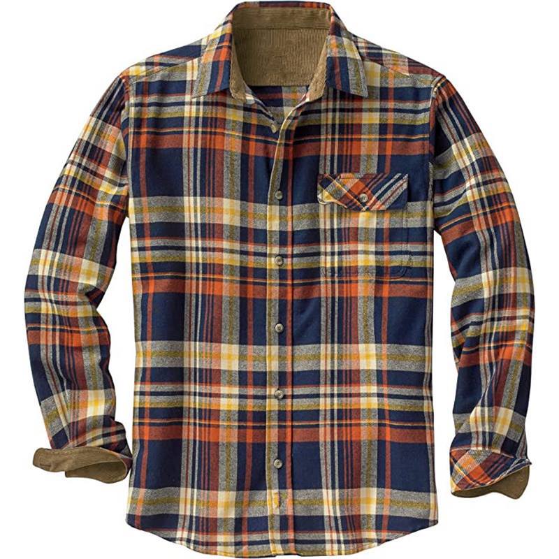 Men's Loose Fit Plaid Long Sleeve Shirt