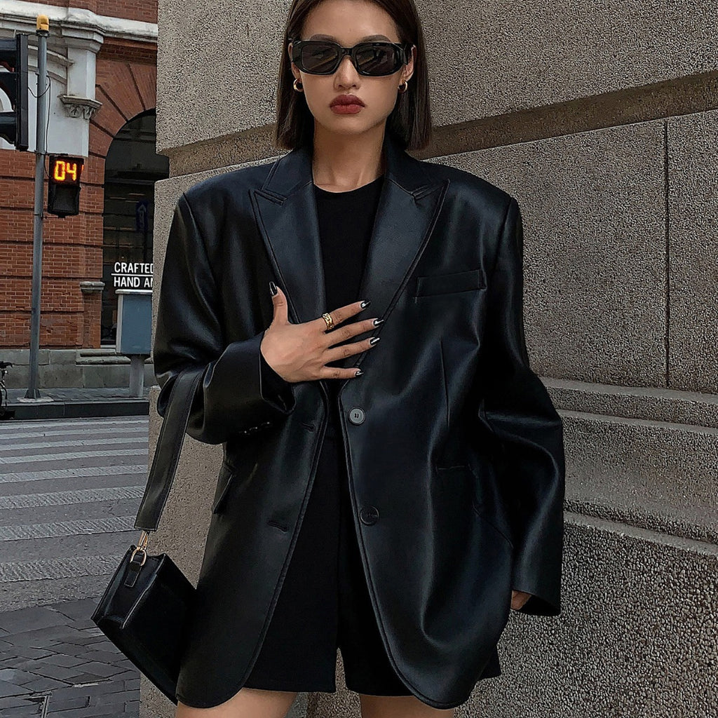 Leather suit jacket