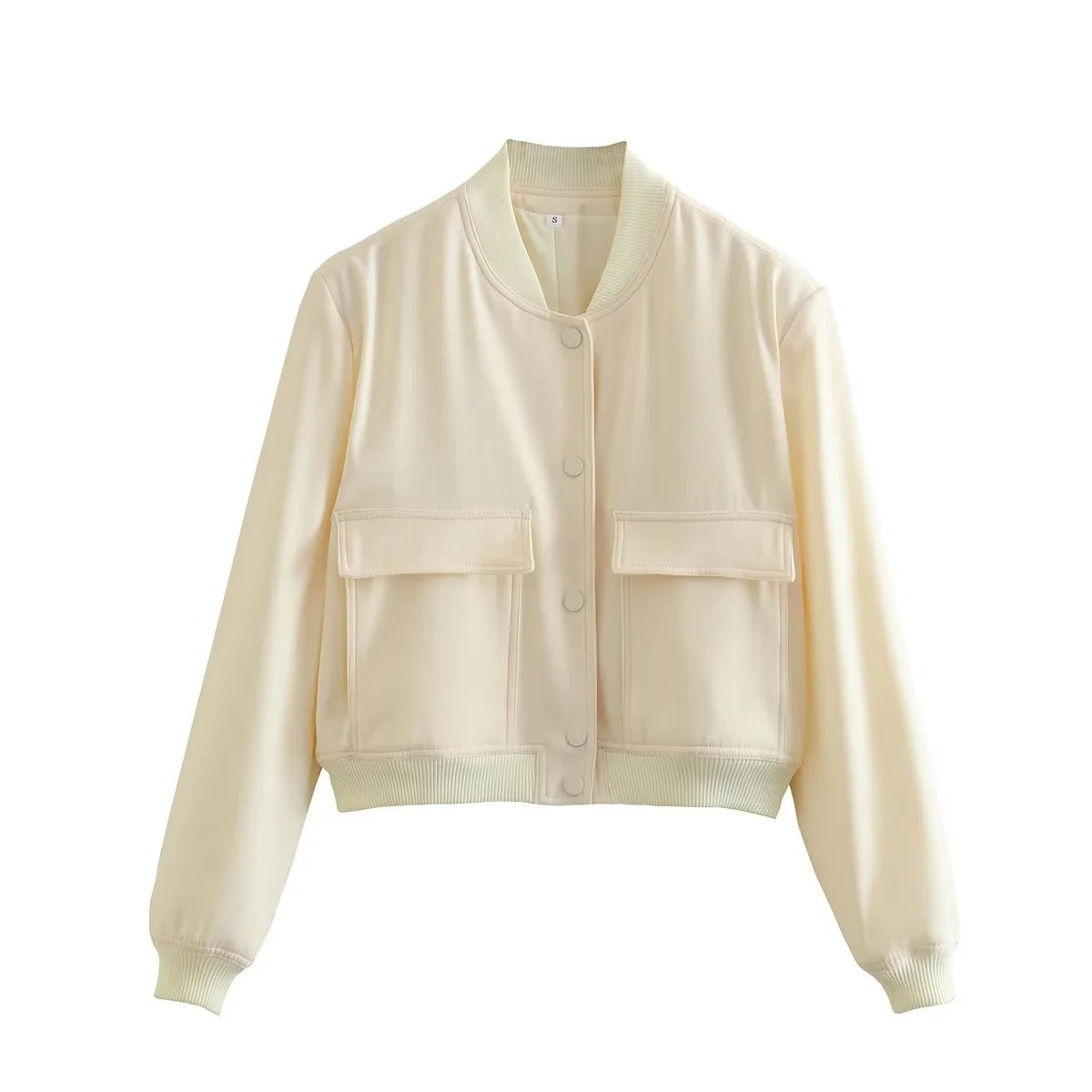 Stand collar double pocket jacket