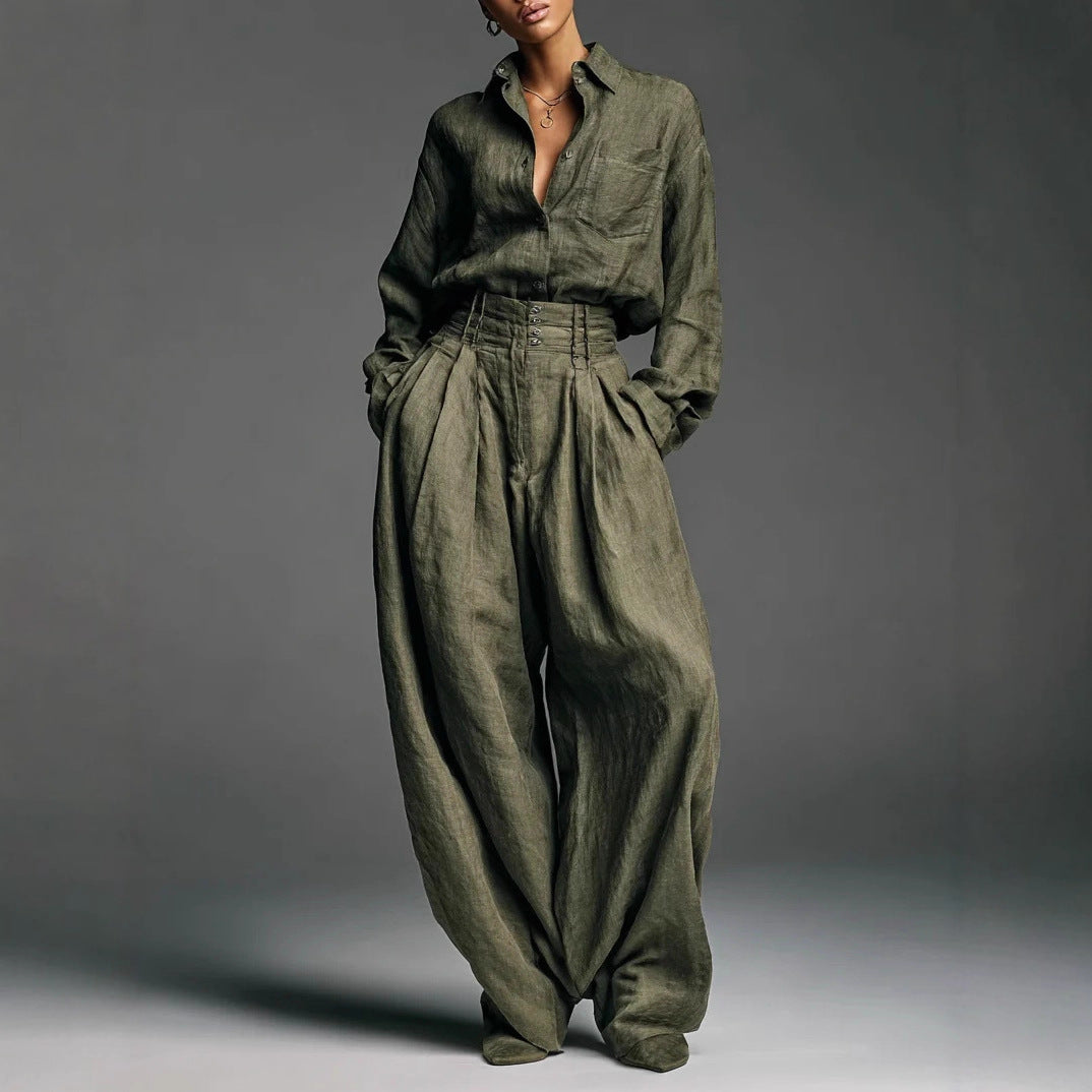Long-sleeved cardigan and pants set