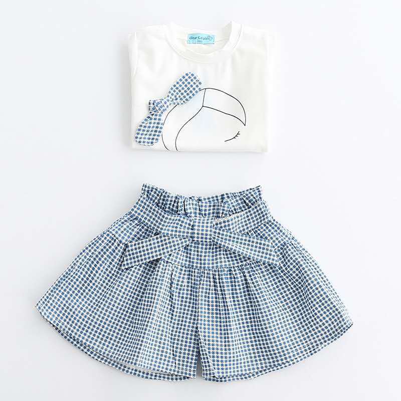 Girls' Sleeveless Top and Plaid Skirt