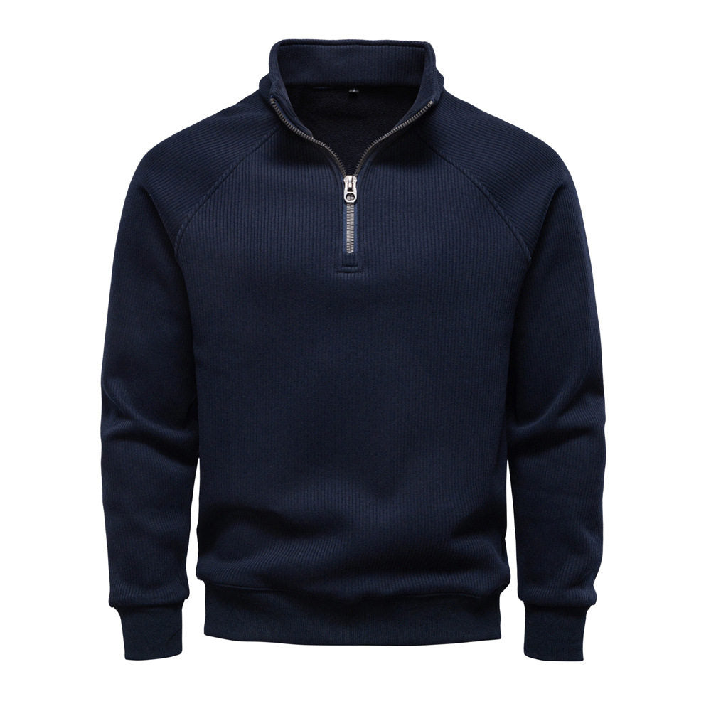 Men's Polo T-Shirt Long-Sleeved Polo Collar Sweatshirt Trendy European Size Men's Casual Versatile Sweatshirt