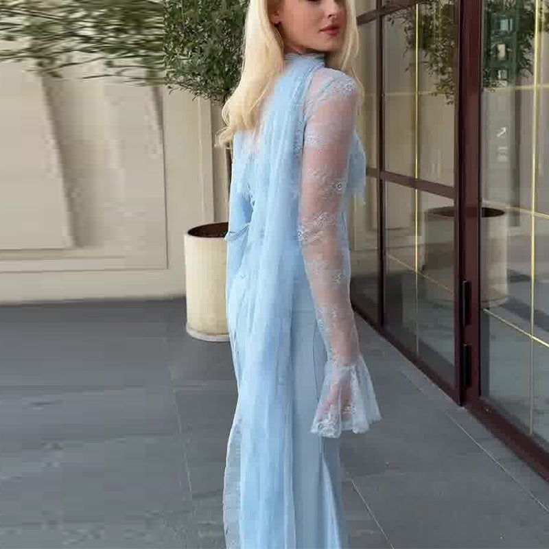 Women's Ruffled Long Sleeve Elegant Dress