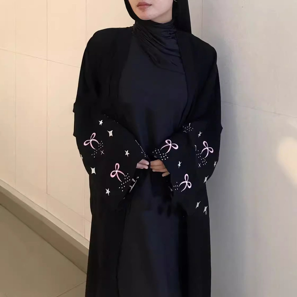 Embroidered and diamond-encrusted long robe
